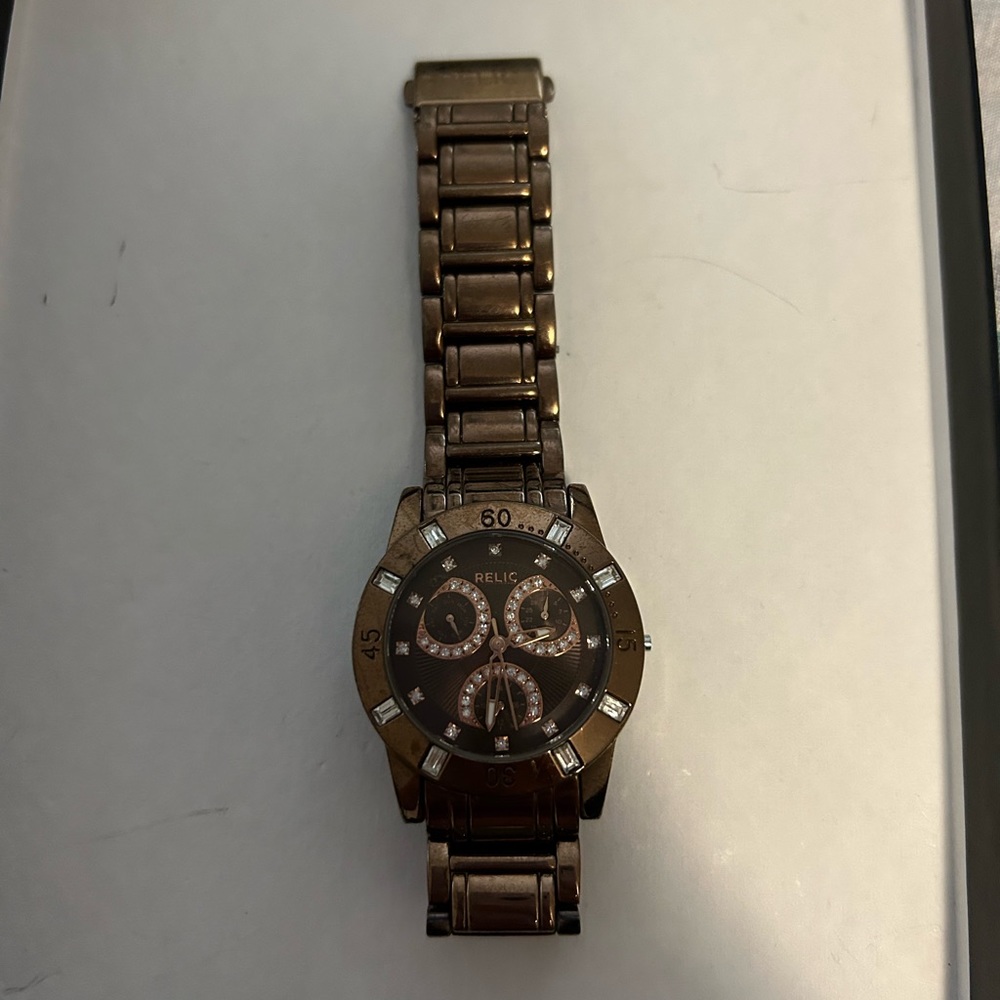 Relic Ladies Brown Dial Brown Tone Stainless Steel Watch 991208